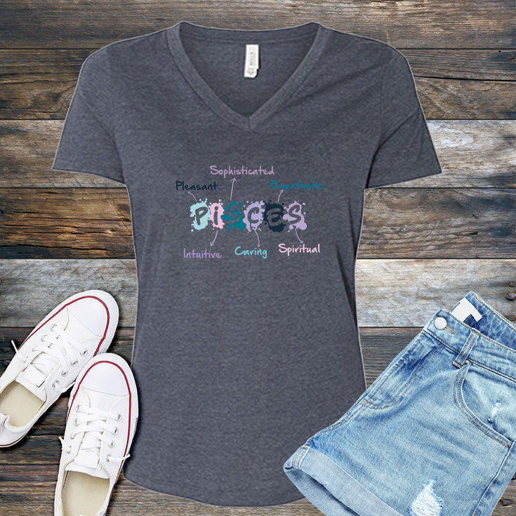 Pisces Word Splash V-Neck Tee's Image