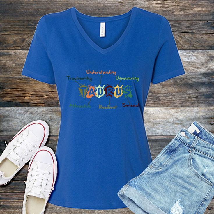 Taurus Word Splash V-Neck Tee's Image