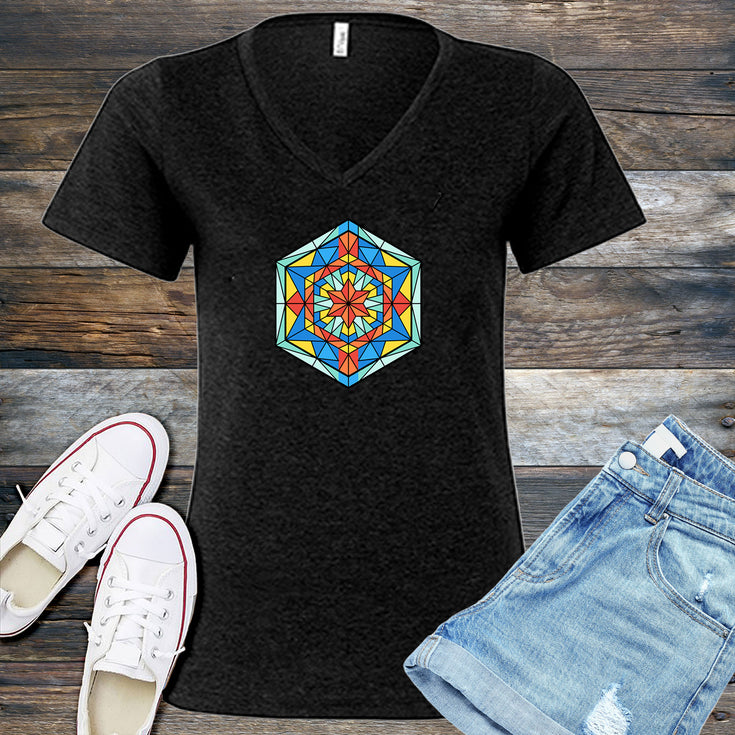 Tribal Stained Glass V-Neck's Image