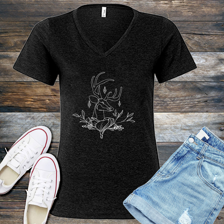 Floral Reindeer V-Neck's Image