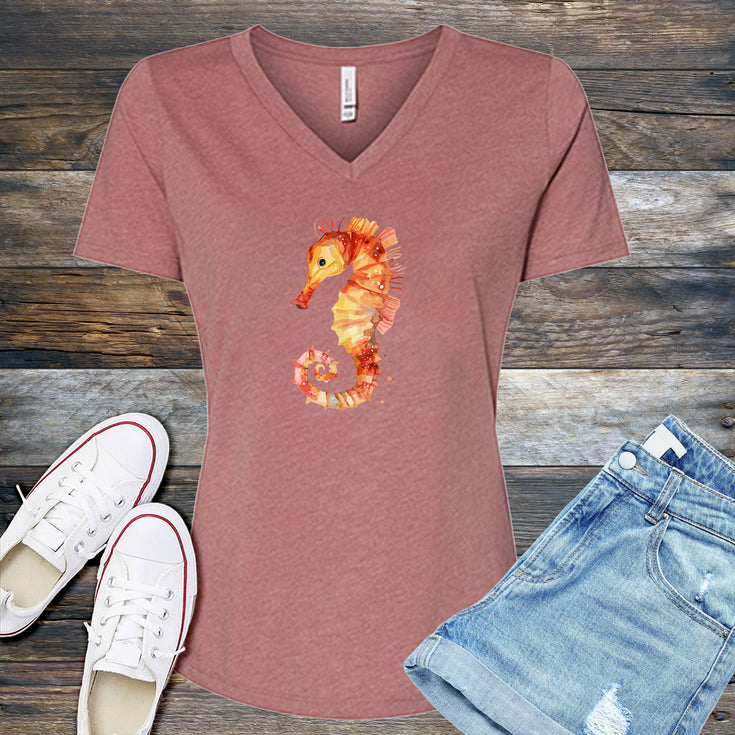Watercolor Seahorse V-Neck's Image